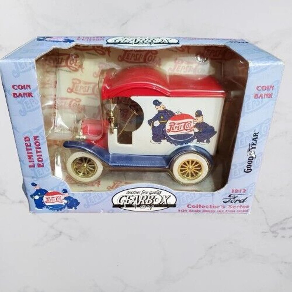 PEPSI COLA FORD GOODYEAR COLLABRATION 1912 MODEL T GEARBOX TOYS COIN BANK NIB